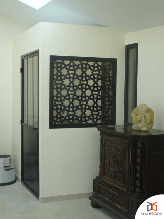 claustra bois verre porte