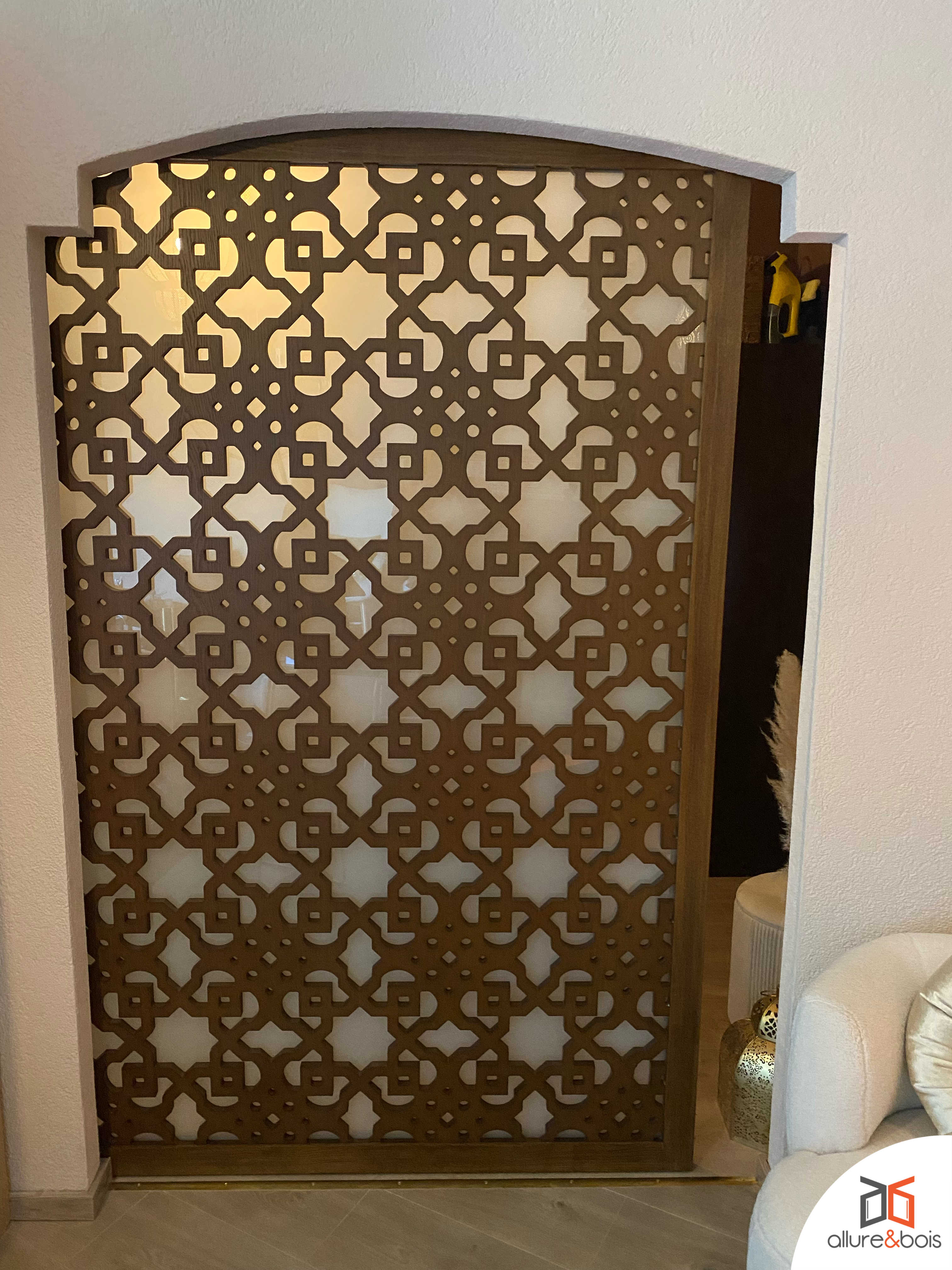 claustra bois verre porte