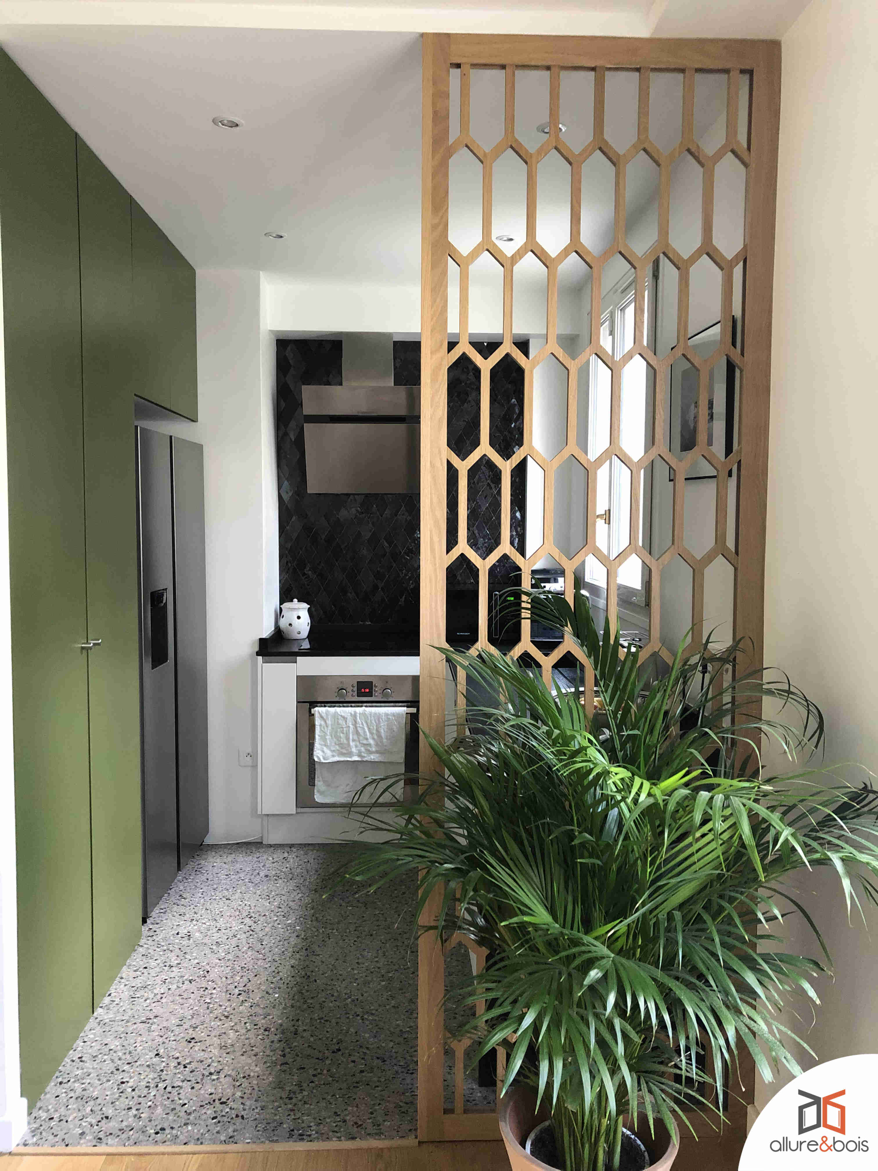 claustra cuisine chene motif contemporain