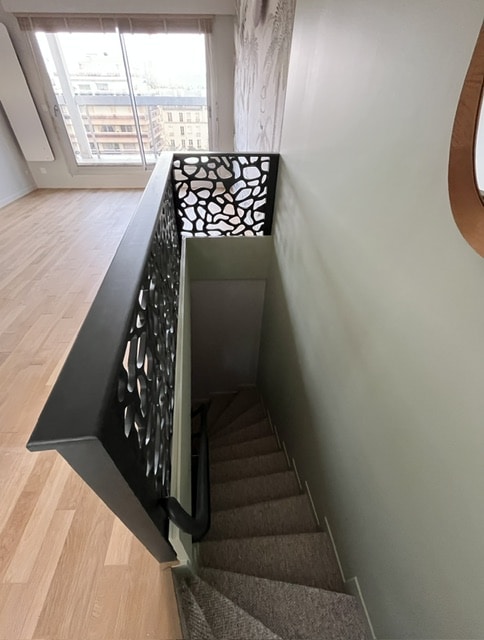 rampe Garde-corps bois sur-mesure noir intérieur decorative